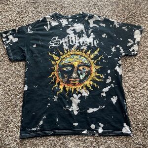 Unisex Black Bleach-Dyed Sublime T-Shirt - Large
